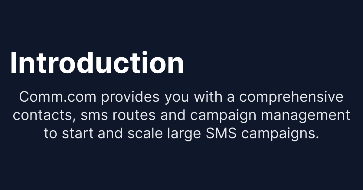 Introduction - Comm.com